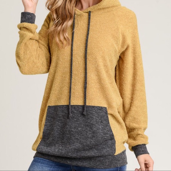 LAST‼️Block Color Terry Hoodie - Picture 3 of 5